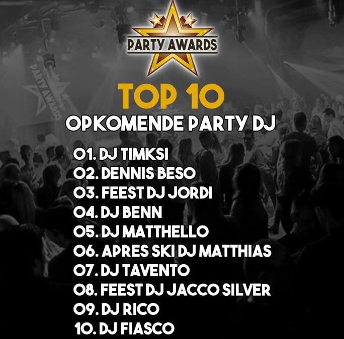 4e plek Party Awards 2019 (top 5) voor DJ Benn!